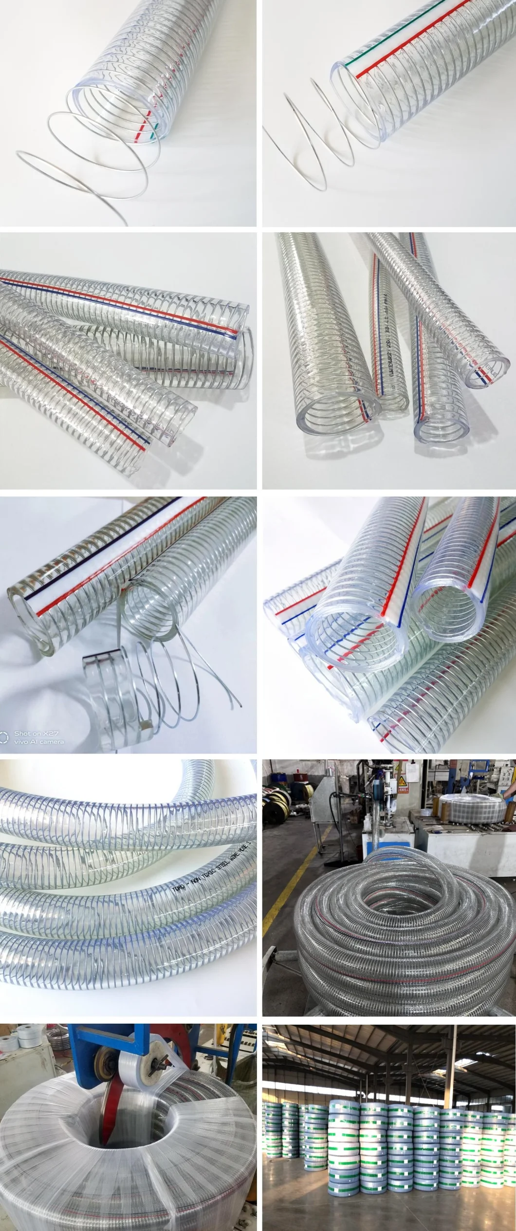 1/4"~10" Clear/Transparent PVC Plastic Spiral Steel Wire Suction/Discharge Water Soft Hose