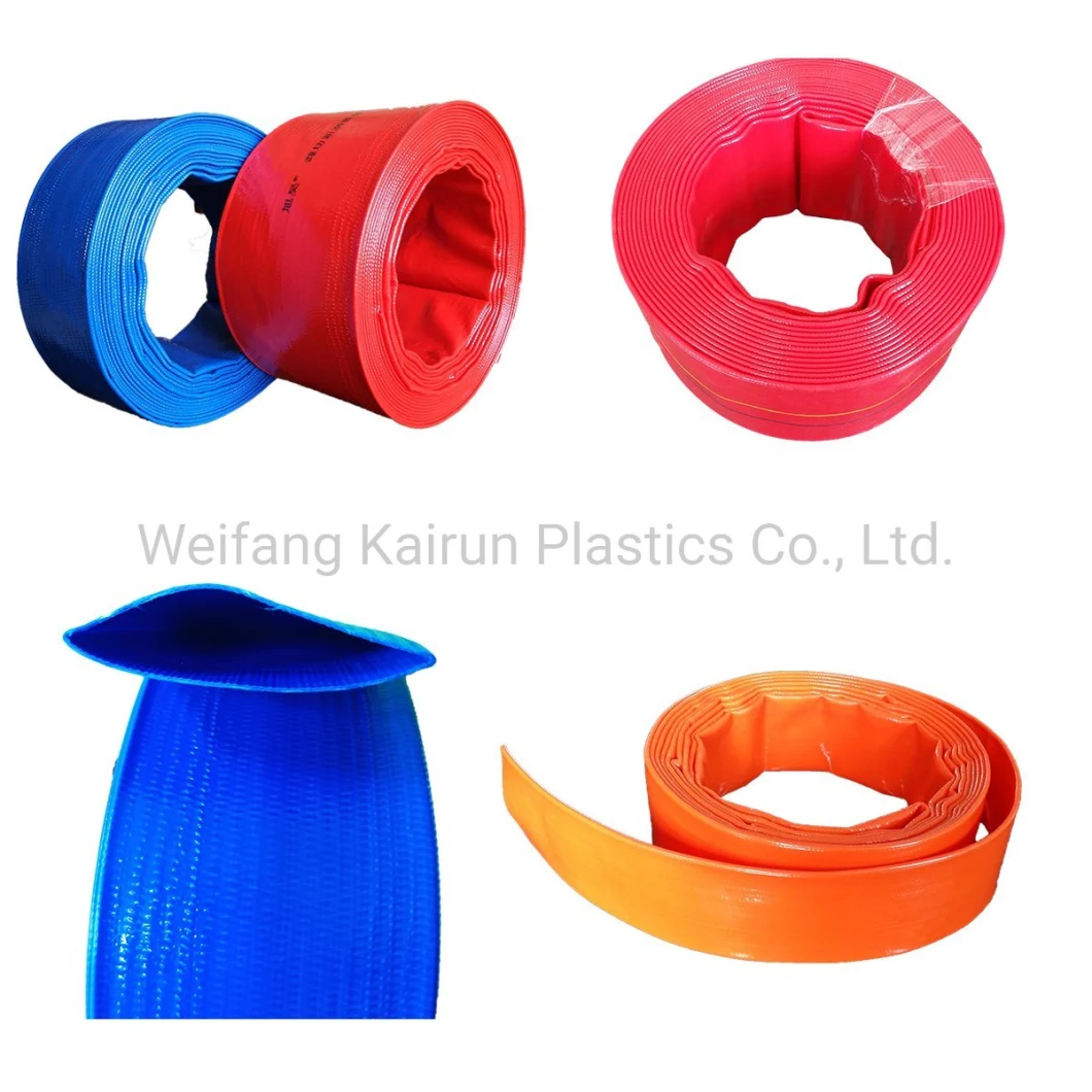 1/ 2/2.5/ 3/ 4inch Red/ Blue/Yellow Color PVC Agricultural Pipe Pump Layflat Discharge Water Garden Hose